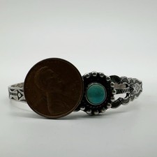 VTG Fred Harvey Era Navajo Sterling Stamped Turquoise Cuff Bracelet 8.8g #bco - Additional view 3