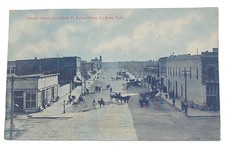 Vintage 1900s Postcard~ Colorado Avenue from Santa Fe Eating House ~ La Junta CO