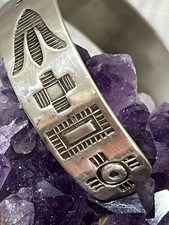 Estate Old FRED HARVEY ERA Navajo Turquoise Silver Cuff Bracelet Stamped ET - Additional view 2