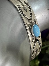 Estate Old FRED HARVEY ERA Navajo Turquoise Silver Cuff Bracelet Stamped ET - Additional view 13