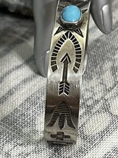 Estate Old FRED HARVEY ERA Navajo Turquoise Silver Cuff Bracelet Stamped ET - Additional view 16