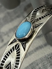 Estate Old FRED HARVEY ERA Navajo Turquoise Silver Cuff Bracelet Stamped ET - Additional view 17