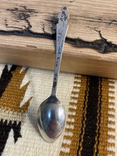 Vintage Native Fred Harvey Sterling Silver Turquoise Handmade Navajo Baby Spoon - Additional view 3