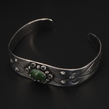 VTG Sterling Silver - NAVAJO Fred Harvey Turquoise Stamped 6