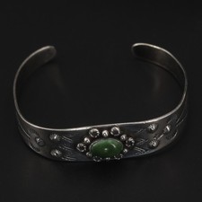 VTG Sterling Silver - NAVAJO Fred Harvey Turquoise Stamped 6" Bracelet - 14g