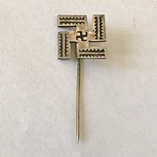 Old Navajo Indian Sterling Silver Fred Harvey Era Rare Whirling Logs Stick Pin