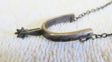 Navajo Indian Fred Harvey Sterling Silver Cowboy Spurs Tie Bar Slide Clasp Pin - Additional view 7