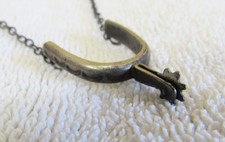 Navajo Indian Fred Harvey Sterling Silver Cowboy Spurs Tie Bar Slide Clasp Pin - Additional view 9