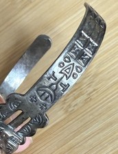 Old Pawn Harvey Era Arrows Thunderbird Turquoise Snake Silver Cuff 6.5” - Additional view 6