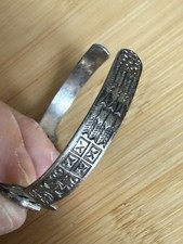 Old Pawn Harvey Era Arrows Thunderbird Turquoise Snake Silver Cuff 6.5” - Additional view 7