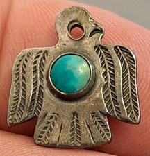 NATIVE AMERICAN Sterling Silver Turquoise THUNDERBIRD Pendant FRED HARVEY ERA - Additional view 1