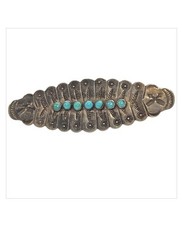 Cold Chisel Harvey Era Navajo Sterling Silver Turquoise Arrow Pin Brooch - Additional view 1