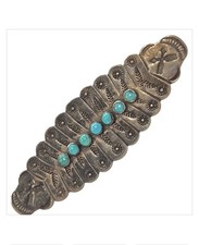 Cold Chisel Harvey Era Navajo Sterling Silver Turquoise Arrow Pin Brooch - Additional view 2