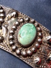 Fred Harvey Era Sterling Turquoise Cuff Bracelet REPAIRED No Marks 7 Inch Early - Additional view 13