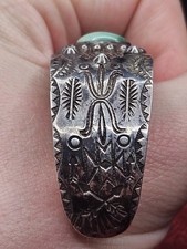 Fred Harvey Era Sterling Turquoise Cuff Bracelet REPAIRED No Marks 7 Inch Early - Additional view 3