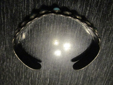 Fred Harvey Era Vintage Navajo Sterling Silver Stamped Turquoise Cuff Bracelet! - Additional view 6