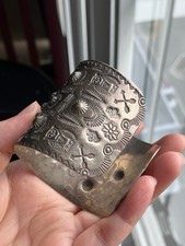 Old Fred Harvey Era Navajo Repousse&Stamped Sterling Silver Cuff Bracelet 64g - Additional view 11