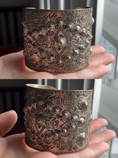 Old Fred Harvey Era Navajo Repousse&Stamped Sterling Silver Cuff Bracelet 64g - Additional view 16