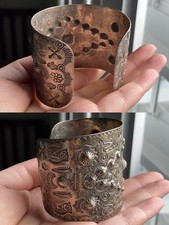 Old Fred Harvey Era Navajo Repousse&Stamped Sterling Silver Cuff Bracelet 64g - Additional view 17