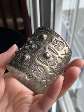 Old Fred Harvey Era Navajo Repousse&Stamped Sterling Silver Cuff Bracelet 64g - Additional view 10