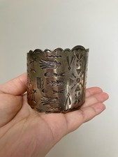 Old Fred Harvey Era Navajo Thunderbird Stamped Sterling Silver Cuff Bracelet 71g - Additional view 12