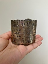 Old Fred Harvey Era Navajo Thunderbird Stamped Sterling Silver Cuff Bracelet 71g - Additional view 13