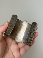 Old Fred Harvey Era Navajo Thunderbird Stamped Sterling Silver Cuff Bracelet 71g - Additional view 6