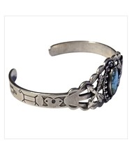 FRED HARVEY ERA 1950s Navajo Sterling Silver Turquoise Crossed Arrows Bracelet  - Additional view 2
