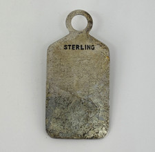 Navajo STERLING SILVER Turquoise Stamped Fred Harvey Era Pendant DOG TAG CHARM - Additional view 4