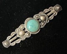 Vintage Navajo Sterling Silver Turquoise Bar Pin Fred Harvey Era