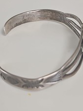 VTG Navajo Silver Cuff Bracelet Native American Fred Harvey Era 1940s 12.4g - Additional view 9
