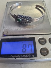 Fred Harvey Era Sterling 925 Navajo Green Turquoise Arrow Cuff Bracelet 5