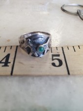 Fred Harvey Era Sterling 925 Stamped Turquoise Dog Ring Size 5.5 - Additional view 11