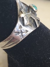 Fred Harvey Era Sterling 925 Stamped Turquoise Dog Ring Size 5.5 - Additional view 3
