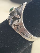 Fred Harvey Era Sterling 925 Stamped Turquoise Dog Ring Size 5.5 - Additional view 4