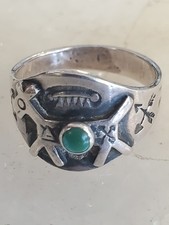 Fred Harvey Era Sterling 925 Stamped Turquoise Dog Ring Size 5.5 - Additional view 6