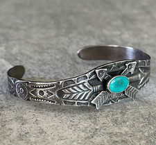 OLD FRED HARVEY ERA Navajo CROSSED ARROWS Turquoise  Sterling silver Bracelet - Additional view 3