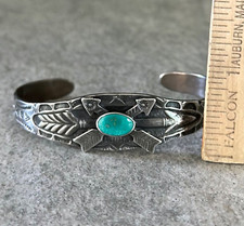 OLD FRED HARVEY ERA Navajo CROSSED ARROWS Turquoise  Sterling silver Bracelet - Additional view 8