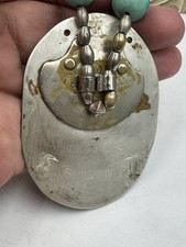 Old Pawn Navajo Sterling Silver Coral Royston Turquoise Fred Harvey Era Pendant - Additional view 5