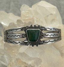 Early  Fred Harvey Era Navajo Turquoise Gila monster silver Bracelet 6.75 in - Additional view 2