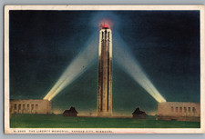 Missouri Kansas City Liberty War Memorial c1928 Fred Harvey Phostint Postcard
