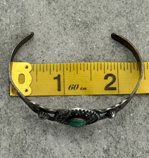 Vintage FRED HARVEY ERA HAND NAVAJO Turquoise CONCHO Sterling Bracelet 6.5 in - Additional view 10