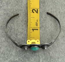 Vintage FRED HARVEY ERA NAVAJO Turquoise Fluted Button Sterling Bracelet 7 in - Additional view 10