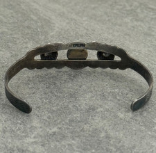 Vintage FRED HARVEY ERA NAVAJO Turquoise Fluted Button Sterling Bracelet 6.6 in - Additional view 7
