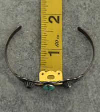 Vintage FRED HARVEY ERA NAVAJO Turquoise Fluted Button Sterling Bracelet 6.6 in - Additional view 10