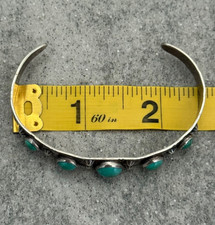 OLD FRED HARVEY ERA Navajo Turquoise THUNDERBIRD Sterling Bracelet 6.6 in - Additional view 12
