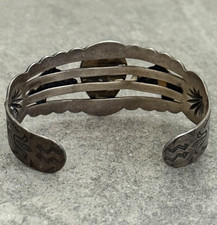 RARE Vintage FRED HARVEY ERA Navajo Turquoise HORSE REPOUSSE Sterling Bracelet - Additional view 11