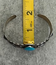 RARE Vintage FRED HARVEY ERA Navajo Turquoise HORSE REPOUSSE Sterling Bracelet - Additional view 16