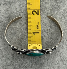 Vintage FRED HARVEY Era Navajo Turquoise Scalloped Sterling Bracelet 6.75 in - Additional view 10