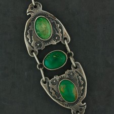 fred harvey era sterling silver vintage turquoise thunderbird bracelet 7.5in - Additional view 3